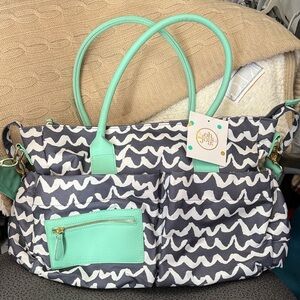 NWT Stylish Gray and Mint Baby Bag